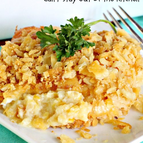 Baked Corn | Can't Stay Out of the Kitchen | This is one of our favorite #corn #casserole recipes. It's terrific for company dinners, #Thanksgiving or #Christmas. #cheese