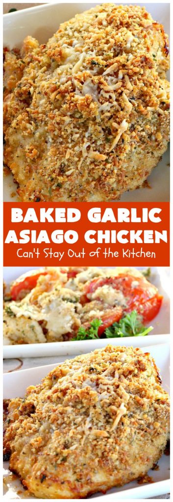 Baked Garlic Asiago Chicken | this 6-ingredient #chicken entree can be oven ready in 5 minutes! It's so mouthwatering & delicious that you'll want to serve it for company or #holiday dinners too. #asiago #MothersDay #FathersDay