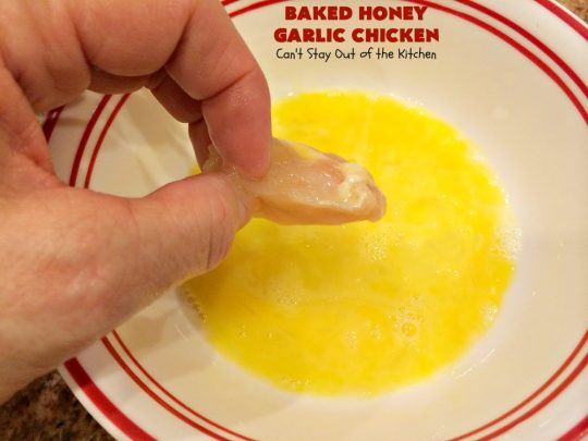 Baked Honey Garlic Chicken | Can't Stay Out of the Kitchen | this spicy #chicken #recipe is out of this world! The meat is breaded with #PankoBreadCrumbs and baked. The luscious sauce includes #honey, #Sriracha & soy sauce. The combination of flavors is dynamite. Makes a delicious weeknight dinner. I love how easy it is to make. #Asian #SesameSeeds #BakedHoneyGarlicChicken