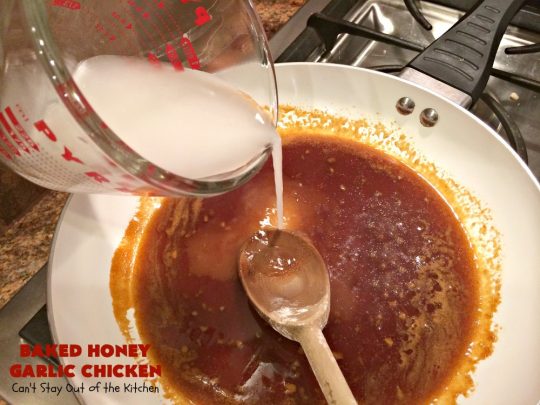 Baked Honey Garlic Chicken | Can't Stay Out of the Kitchen | this spicy #chicken #recipe is out of this world! The meat is breaded with #PankoBreadCrumbs and baked. The luscious sauce includes #honey, #Sriracha & soy sauce. The combination of flavors is dynamite. Makes a delicious weeknight dinner. I love how easy it is to make. #Asian #SesameSeeds #BakedHoneyGarlicChicken