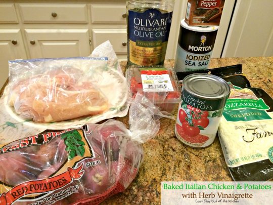 Baked Italian Chicken and Potatoes with Herb Vinaigrette | Can't Stay Out of the Kitchen | fantastic #chicken entree with #Italian flavors. #glutenfree #cleaneating #potatoes #tomatoes