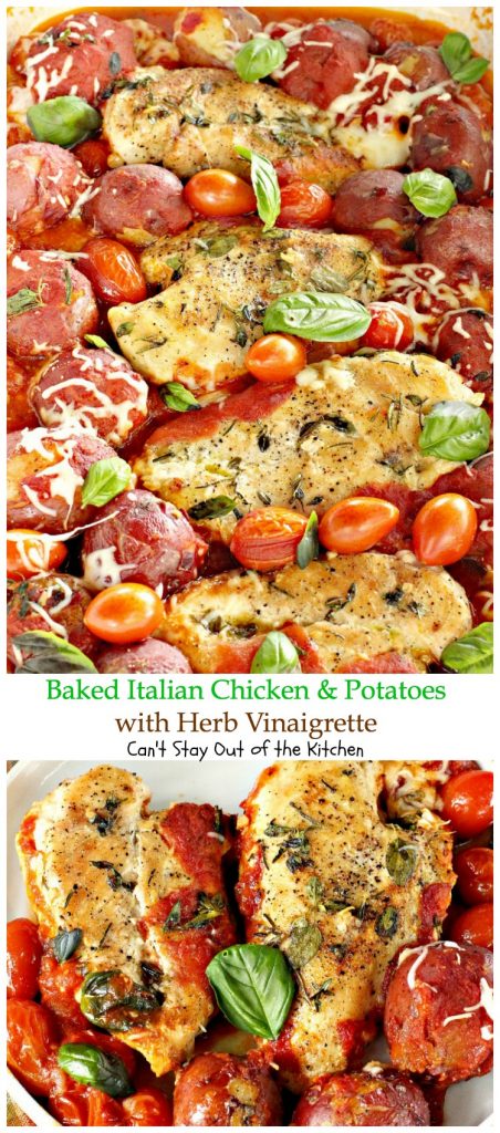 Baked Italian Chicken and Potatoes with Herb Vinaigrette | Can't Stay Out of the Kitchen