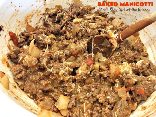 Baked Manicotti | Can't Stay Out of the Kitchen | BEST #manicotti recipe ever! This one uses #mozzarella #cheese instead of ricotta. It makes a terrific #holiday or company #pasta entree. #beef