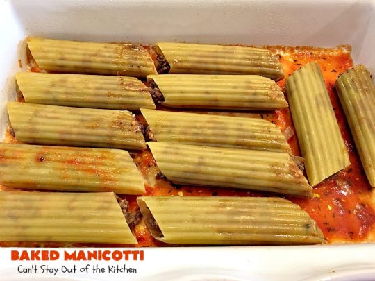 Baked Manicotti | Can't Stay Out of the Kitchen | BEST #manicotti recipe ever! This one uses #mozzarella #cheese instead of ricotta. It makes a terrific #holiday or company #pasta entree. #beef