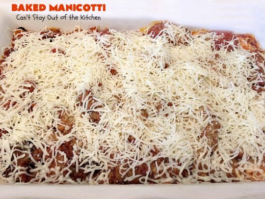 Baked Manicotti | Can't Stay Out of the Kitchen | BEST #manicotti recipe ever! This one uses #mozzarella #cheese instead of ricotta. It makes a terrific #holiday or company #pasta entree. #beef