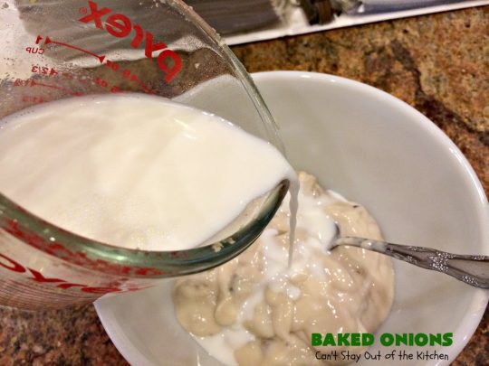 Baked Onions | Can't Stay Out of the Kitchen | this outrageous #SideDish is absolutely mouthwatering. It's terrific for #holidays like #Thanksgiving, #Christmas or #Easter when you're having a houseful of company. #Onions are smothered in #CheddarCheese, #PotatoChips & #CreamOfMushroomSoup. Best comfort food ever! #BakedOnions #vegetable #HolidaySideDish #HolidayCasserole #VidaliaOnions