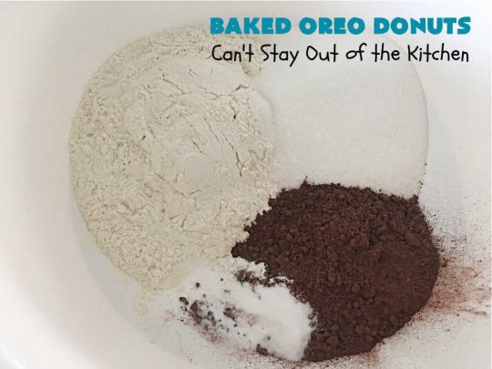 Baked Oreo Donuts | Can't Stay Out of the Kitchen | these fantastic homemade #donuts are absolutely irresistible. They're filled with #OreoCookies & #chocolate extract. The donuts are glazed with a #CreamCheese icing plus more #OreoCookieCrumbs. Perfect for a #holiday #breakfast or #brunch like #Thanksgiving, #Christmas or #NewYearsDay. #HolidayBreakfast #BakedOreoDonuts