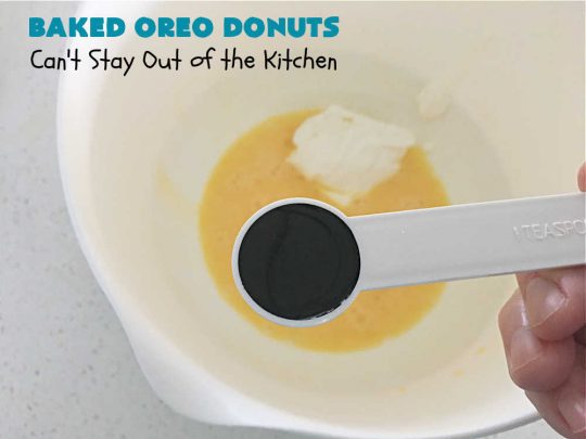 Baked Oreo Donuts | Can't Stay Out of the Kitchen | these fantastic homemade #donuts are absolutely irresistible. They're filled with #OreoCookies & #chocolate extract. The donuts are glazed with a #CreamCheese icing plus more #OreoCookieCrumbs. Perfect for a #holiday #breakfast or #brunch like #Thanksgiving, #Christmas or #NewYearsDay. #HolidayBreakfast #BakedOreoDonuts