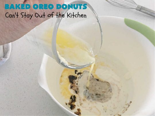 Baked Oreo Donuts | Can't Stay Out of the Kitchen | these fantastic homemade #donuts are absolutely irresistible. They're filled with #OreoCookies & #chocolate extract. The donuts are glazed with a #CreamCheese icing plus more #OreoCookieCrumbs. Perfect for a #holiday #breakfast or #brunch like #Thanksgiving, #Christmas or #NewYearsDay. #HolidayBreakfast #BakedOreoDonuts