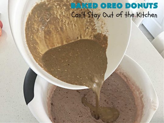 Baked Oreo Donuts | Can't Stay Out of the Kitchen | these fantastic homemade #donuts are absolutely irresistible. They're filled with #OreoCookies & #chocolate extract. The donuts are glazed with a #CreamCheese icing plus more #OreoCookieCrumbs. Perfect for a #holiday #breakfast or #brunch like #Thanksgiving, #Christmas or #NewYearsDay. #HolidayBreakfast #BakedOreoDonuts