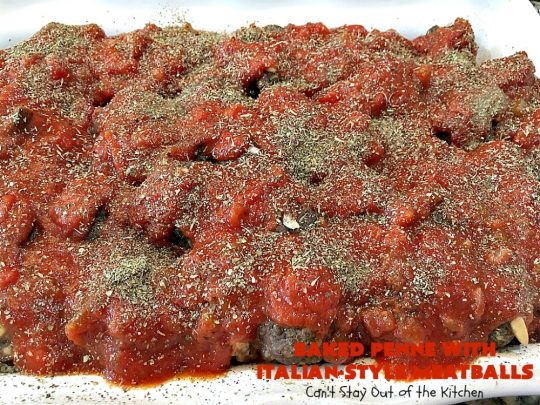 Baked Penne with Italian-Style Meatballs | Can't Stay Out of the Kitchen | this sensational #pasta #recipe is layered like a #lasagna. The bottom layer has #penne mixed with 3 #cheeses including #ricotta. It's topped with #meatballs, #spaghettisauce & both #parmesan & #mozzarella cheeses. Perfect company entree. #pinenuts #groundbeef