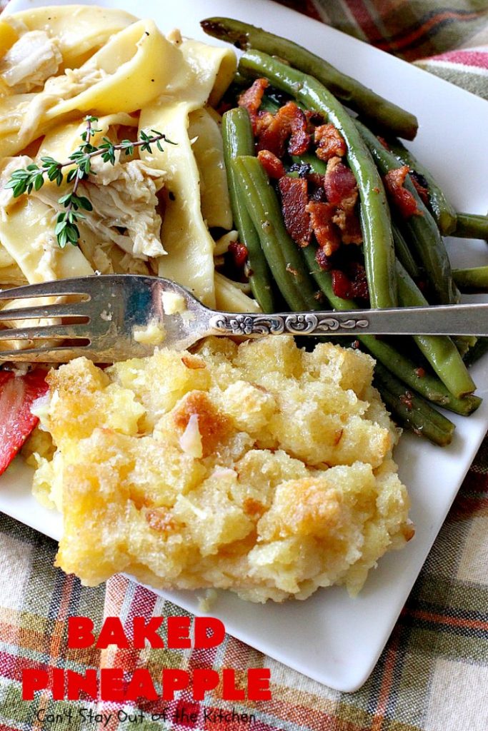 Baked Pineapple | Can't Stay Out of the Kitchen | amazing 6-ingredient side dish is so quick & easy. It's terrific for company or #holiday dinners like #MothersDay or #FathersDay. #pineapple #sourdoughbread