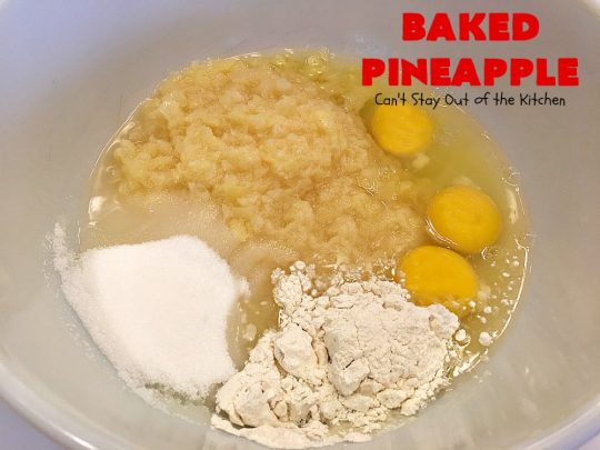 Baked Pineapple | Can't Stay Out of the Kitchen | amazing 6-ingredient side dish is so quick & easy. It's terrific for company or #holiday dinners like #MothersDay or #FathersDay. #pineapple #sourdoughbread