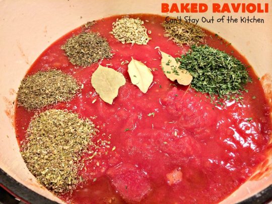 Baked Ravioli | Can't Stay Out of the Kitchen | fabulous #MarthaStewart inspiration that's kid-friendly & delicious. Perfect #pasta for #MeatlessMondays. #cheese #ravioli