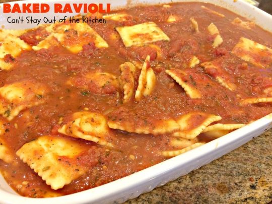 Baked Ravioli | Can't Stay Out of the Kitchen | fabulous #MarthaStewart inspiration that's kid-friendly & delicious. Perfect #pasta for #MeatlessMondays. #cheese #ravioli