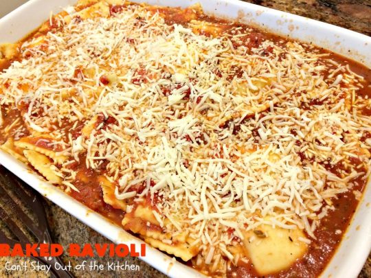 Baked Ravioli | Can't Stay Out of the Kitchen | fabulous #MarthaStewart inspiration that's kid-friendly & delicious. Perfect #pasta for #MeatlessMondays. #cheese #ravioli
