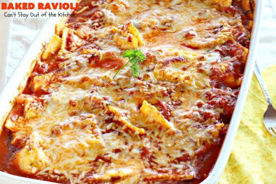 Baked Ravioli | Can't Stay Out of the Kitchen | fabulous #MarthaStewart inspiration that's kid-friendly & delicious. Perfect #pasta for #MeatlessMondays. #cheese #ravioli