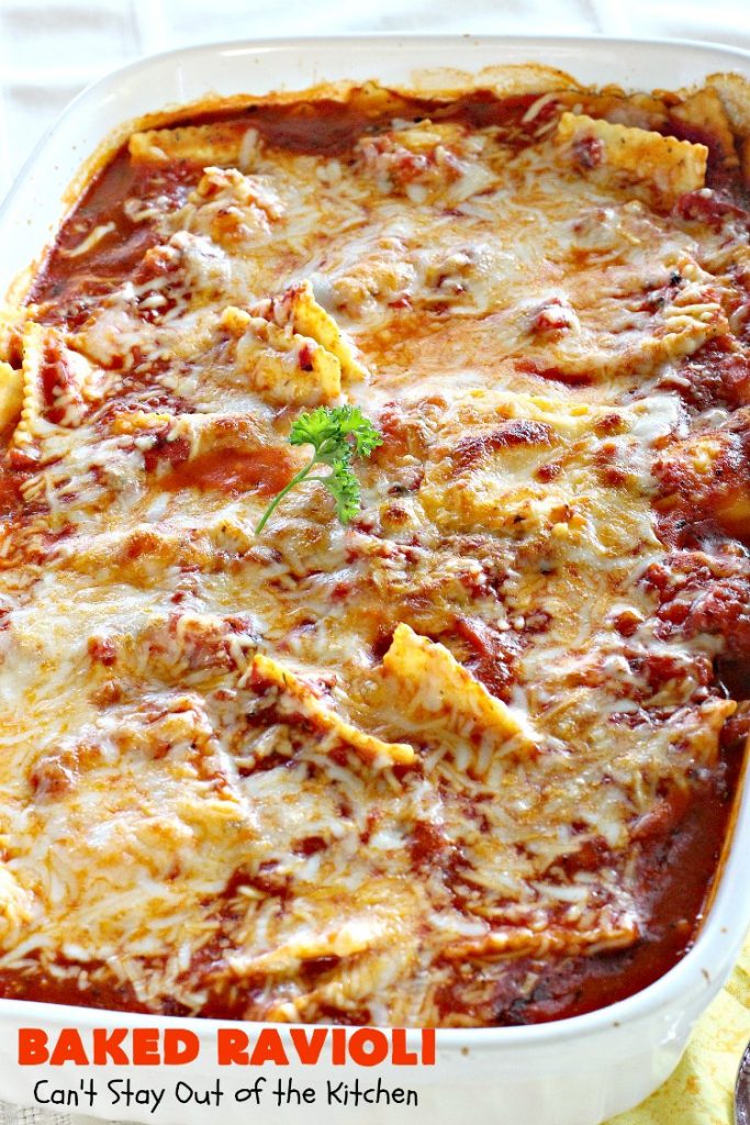 Baked Ravioli | Can't Stay Out of the Kitchen | fabulous #MarthaStewart inspiration that's kid-friendly & delicious. Perfect #pasta for #MeatlessMondays. #cheese #ravioli