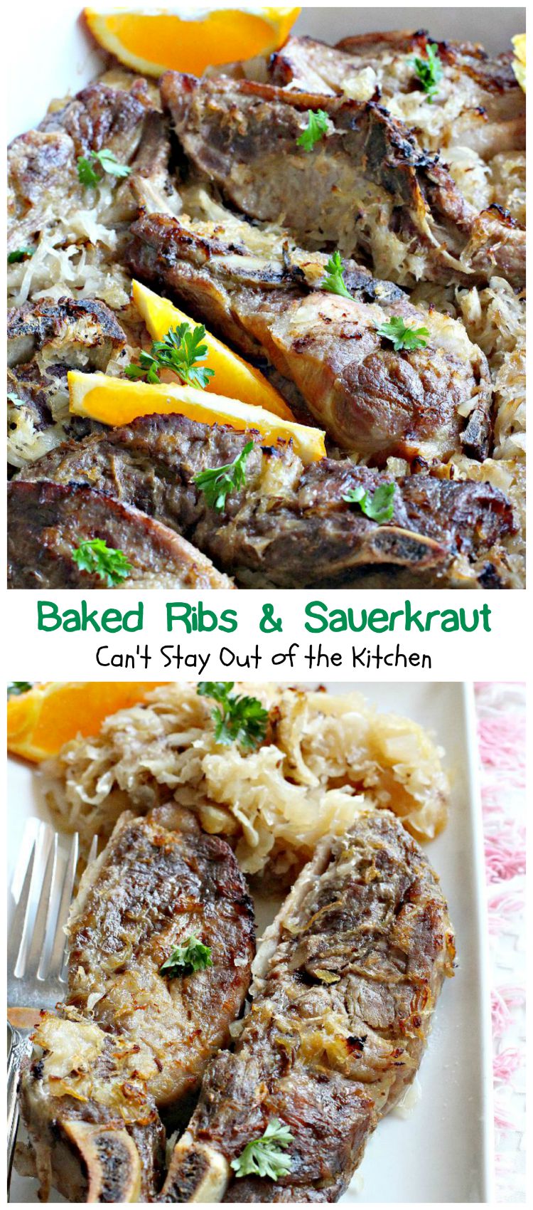 Baked Ribs and Sauerkraut | Can't Stay Out of the Kitchen