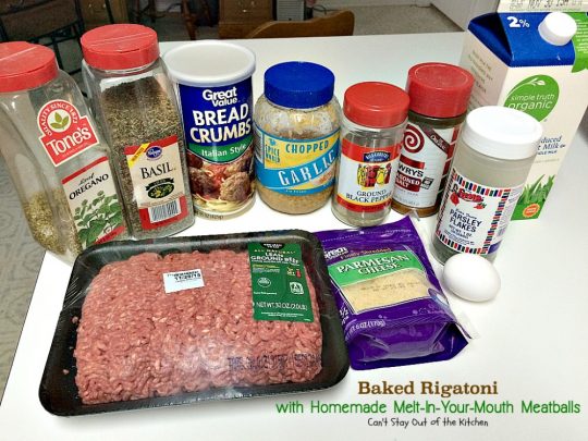 Baked Rigatoni with Homemade Melt-In-Your-Mouth Meatballs | Can't Stay Out of the Kitchen | homemade #meatballs cook in #spaghettisauce then are layered with a #rigatoni & #ricottacheese mixture with both #parmesan and #mozzarella cheeses on top. So delectable you won't be able to stop eating! #pasta