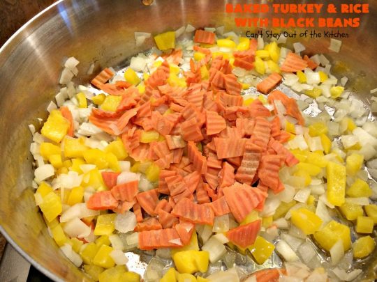 Baked Turkey and Rice with Black Beans | Can't Stay Out of the Kitchen | this delicious #TexMex #casserole is the perfect way to use up leftover #Thanksgiving #turkey! #glutenfree #rice #cheese #blackbeans