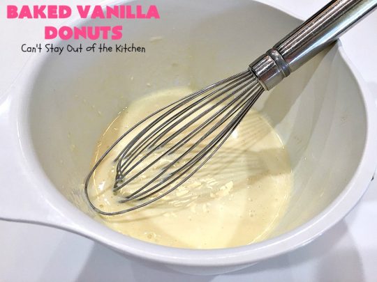 Baked Vanilla Donuts | Can't Stay Out of the Kitchen | Wow your #Thanksgiving or #Christmas #breakfast guests with these spectacular homemade #donuts. They are glazed 3 times in vanilla icing before adding #sprinkles. I made them a day in advance & they were still heavenly. #holiday #holidaybreakfast #ThanksgivingBreakfast #BakedDonuts #ChristmasBreakfast #vanilladonuts