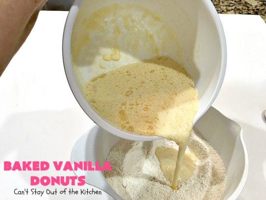 Baked Vanilla Donuts | Can't Stay Out of the Kitchen | Wow your #Thanksgiving or #Christmas #breakfast guests with these spectacular homemade #donuts. They are glazed 3 times in vanilla icing before adding #sprinkles. I made them a day in advance & they were still heavenly. #holiday #holidaybreakfast #ThanksgivingBreakfast #BakedDonuts #ChristmasBreakfast #vanilladonuts