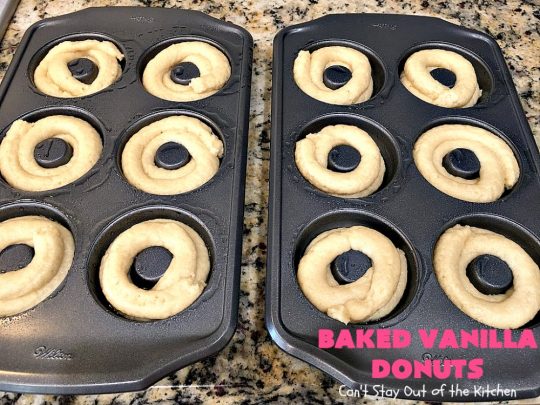 Baked Vanilla Donuts | Can't Stay Out of the Kitchen | Wow your #Thanksgiving or #Christmas #breakfast guests with these spectacular homemade #donuts. They are glazed 3 times in vanilla icing before adding #sprinkles. I made them a day in advance & they were still heavenly. #holiday #holidaybreakfast #ThanksgivingBreakfast #BakedDonuts #ChristmasBreakfast #vanilladonuts