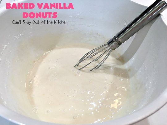 Baked Vanilla Donuts | Can't Stay Out of the Kitchen | Wow your #Thanksgiving or #Christmas #breakfast guests with these spectacular homemade #donuts. They are glazed 3 times in vanilla icing before adding #sprinkles. I made them a day in advance & they were still heavenly. #holiday #holidaybreakfast #ThanksgivingBreakfast #BakedDonuts #ChristmasBreakfast #vanilladonuts