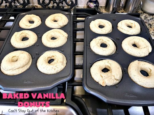 Baked Vanilla Donuts | Can't Stay Out of the Kitchen | Wow your #Thanksgiving or #Christmas #breakfast guests with these spectacular homemade #donuts. They are glazed 3 times in vanilla icing before adding #sprinkles. I made them a day in advance & they were still heavenly. #holiday #holidaybreakfast #ThanksgivingBreakfast #BakedDonuts #ChristmasBreakfast #vanilladonuts