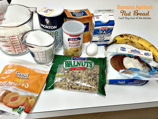 Banana Apricot Nut Bread | Can't Stay Out of the Kitchen | this fabulous sweet #bread is filled with #apricots #bananas #walnuts and #coconut & is absolutely heavenly. Great for #breakfast or to serve alongside your favorite soup. We spread it with cream cheese.