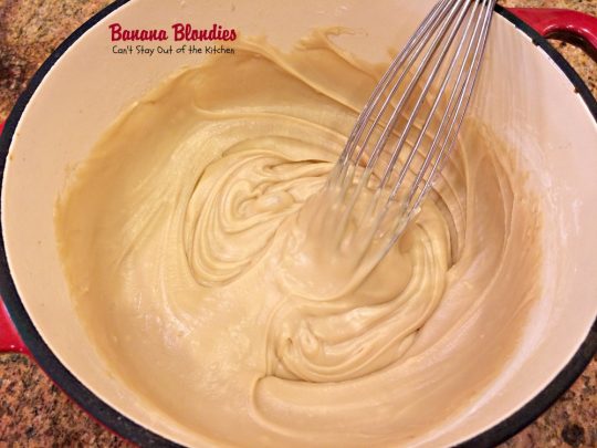 Banana Blondies | Can't Stay Out of the Kitchen | these scrumptious #brownies are to die for! The #frosting is fabulous. #bananas #cookie #dessert