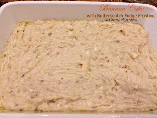 Banana Cake with Butterscotch Fudge Frosting | Can't Stay Out of the Kitchen | this scrumptious #banana #cake is drizzled with a luscious #butterscotch #fudge frosting to die for! #dessert
