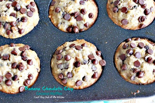 Banana Chocolate Chip Coconut Muffins | Can't Stay Out of the Kitchen | We adored these delectable #muffins filled with #bananas, #coconut #chocolatechips, #walnuts & almond flavoring. Great choice for a #holiday #breakfast.