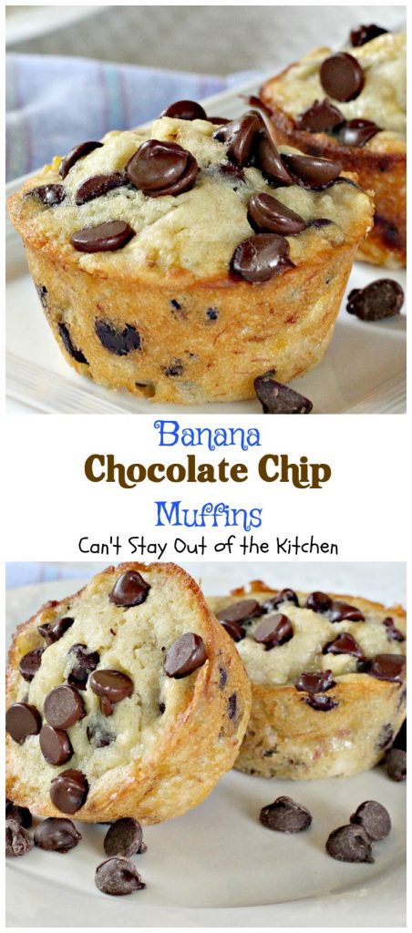 Banana Chocolate Chip Muffins | Can't Stay Out of the Kitchen