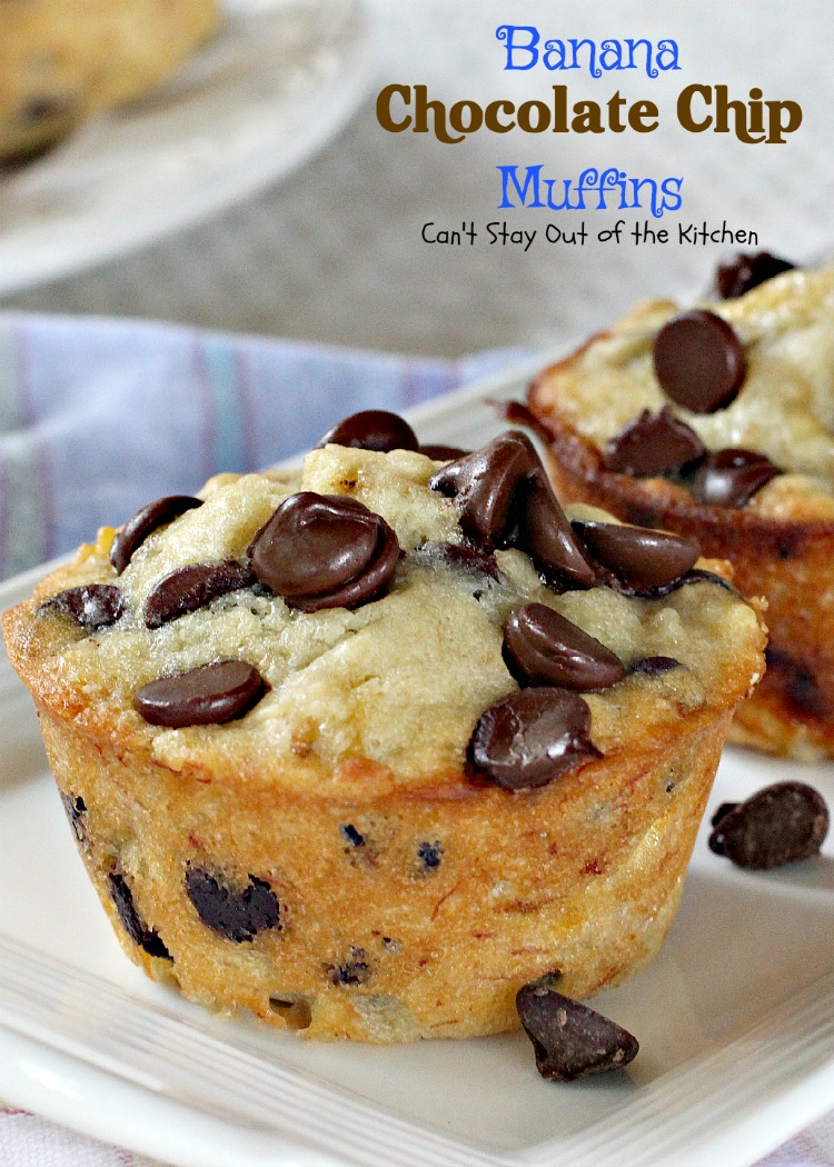 Banana Chocolate Chip Muffins | Can't Stay Out of the Kitchen
