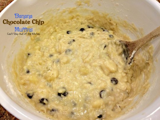 Banana Chocolate Chip Muffins | Can't Stay Out of the Kitchen | One bite of these #muffins will have you drooling! Great for #breakfast or #dessert! #bananas #chocolate #chocolatechips
