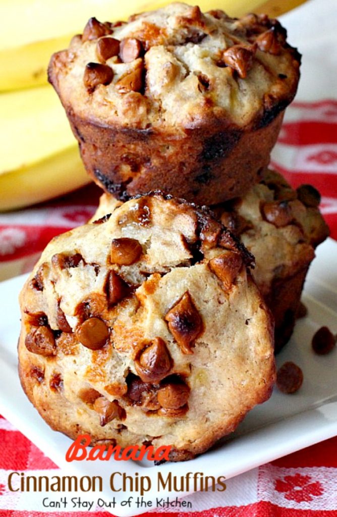 Banana Cinnamon Chip Muffins | Can't Stay Out of the Kitchen | you will drool over every bite of these luscious #banana #muffins. #cinnamonchips make them incredibly amazing. #breakfast
