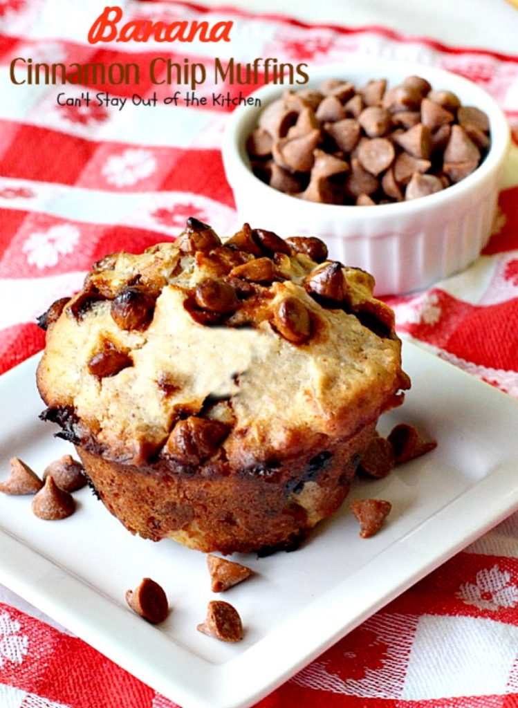 Banana Cinnamon Chip Muffins | Can't Stay Out of the Kitchen | you will drool over every bite of these luscious #banana #muffins. #cinnamonchips make them incredibly amazing. #breakfast