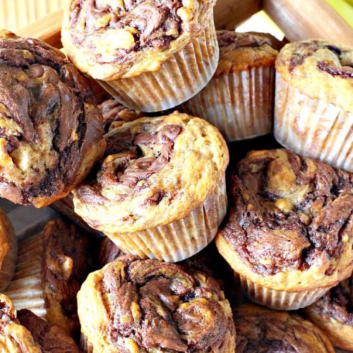 Banana Nutella Swirl Muffins | Can't Stay Out of the Kitchen | these #muffins are divine! You won't be able to stop eating them. Great for a #holiday #breakfast, too. #bananas #almonds #nutella