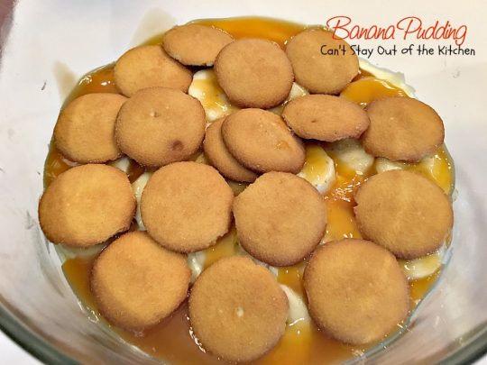 Banana Pudding | Can't Stay Out of the Kitchen | BEST #BananaPudding ever! This one has #caramelsauce squirted over each amazing layer making it rich, decadent and utterly divine! Great #dessert for summer #holidays. #bananas