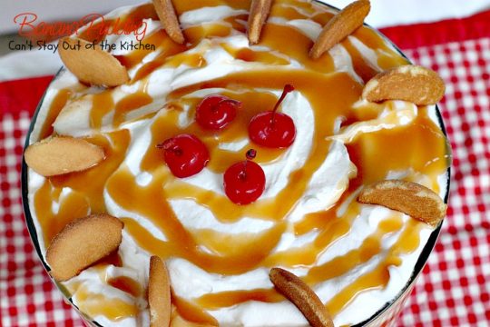 Banana Pudding | Can't Stay Out of the Kitchen | BEST #BananaPudding ever! This one has #caramelsauce squirted over each amazing layer making it rich, decadent and utterly divine! Great #dessert for summer #holidays. #bananas