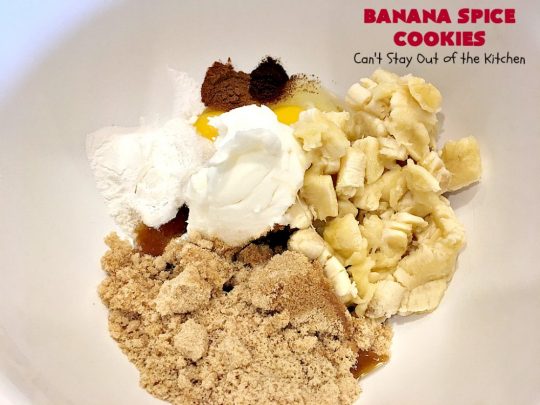Banana Spice Cookies | Can't Stay Out of the Kitchen | these #cookies are fantastic. The icing is heavenly. Perfect for #MemorialDay or other summer #holidays. Great way to use up #bananas too! #dessert