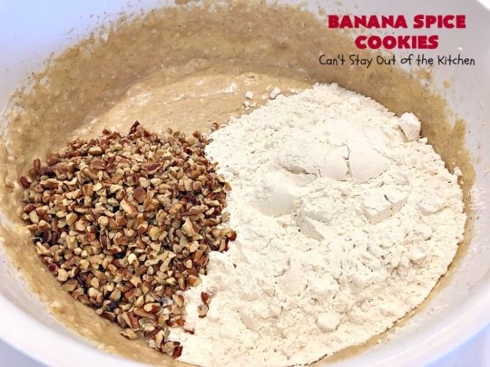 Banana Spice Cookies | Can't Stay Out of the Kitchen | these #cookies are fantastic. The icing is heavenly. Perfect for #MemorialDay or other summer #holidays. Great way to use up #bananas too! #dessert