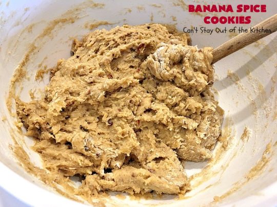Banana Spice Cookies | Can't Stay Out of the Kitchen | these #cookies are fantastic. The icing is heavenly. Perfect for #MemorialDay or other summer #holidays. Great way to use up #bananas too! #dessert