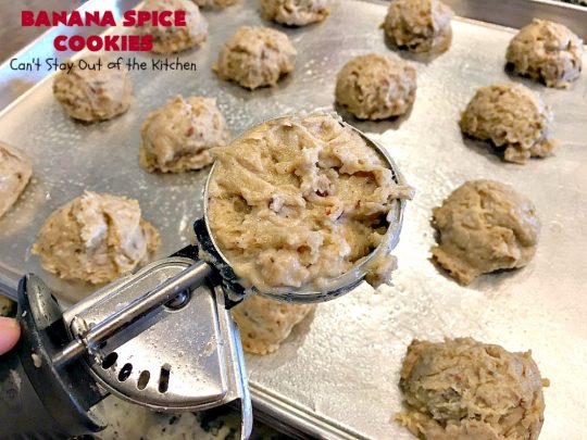 Banana Spice Cookies | Can't Stay Out of the Kitchen | these #cookies are fantastic. The icing is heavenly. Perfect for #MemorialDay or other summer #holidays. Great way to use up #bananas too! #dessert