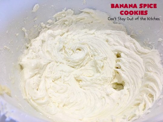 Banana Spice Cookies | Can't Stay Out of the Kitchen | these #cookies are fantastic. The icing is heavenly. Perfect for #MemorialDay or other summer #holidays. Great way to use up #bananas too! #dessert