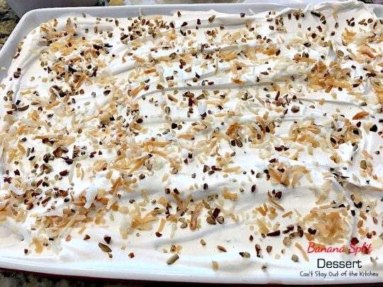 Banana Split Dessert | Can't Stay Out of the Kitchen | this fabulous #dessert is perfect for the #holidays. It's like eating #BananaSplits! #bananas #pineapple #cherries