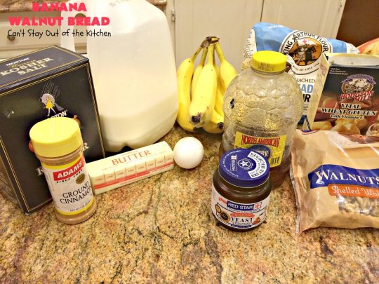 Banana Walnut Bread | Can't Stay Out of the Kitchen | this wholesome #BananaBread #recipe is so easy since it's tossed in the #breadmaker. It's light and fluffy and great for any kind of side dish or for #breakfast. #bread #BananaWalnutBread #HomeBakedBread #walnuts