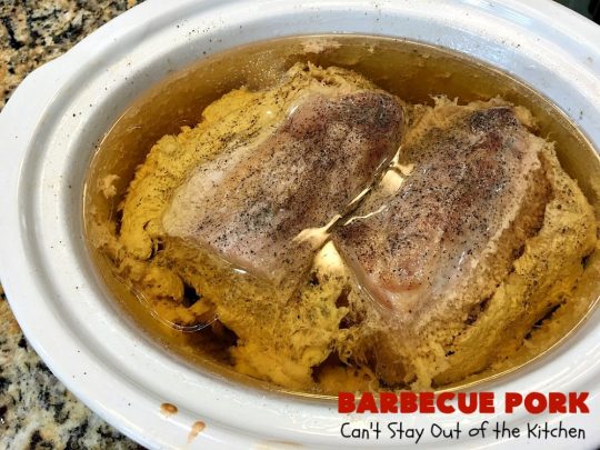Barbecue Pork | Can't Stay Out of the Kitchen | this is the BEST pulled #pork #recipe ever! We serve it on onion rolls, plain or stuffed in baked potatoes. It's finger lickin' good! The homemade #BBQ sauce is amazing. #BarbecuePork #PulledPork #Sandwich #Crockpot #BBQPorkSandwiches #SlowCooker